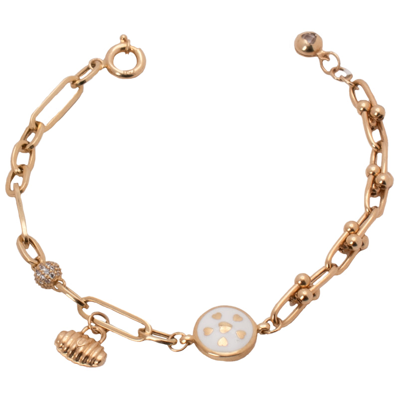 أسورة دائرة بيضاء ذهب عيار 18 بتصميم تعليقات أنيق