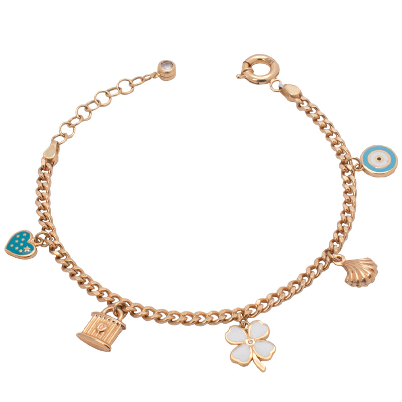 أسورة ذهب عيار 18 بتصميم تعليقات متدلية أنيقة