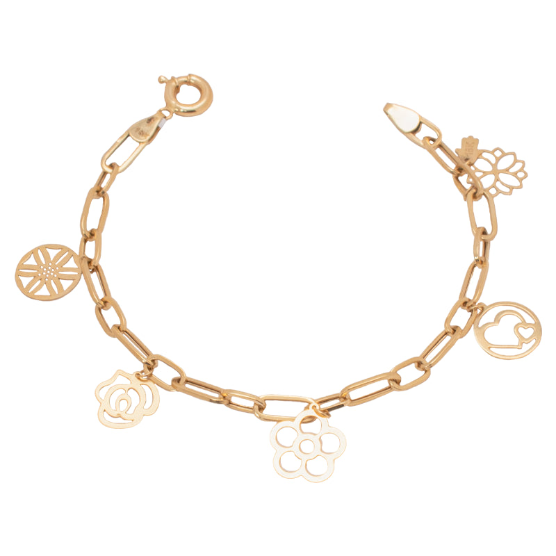 أسورة ذهب عيار 18 بتصميم زهرة أنيق