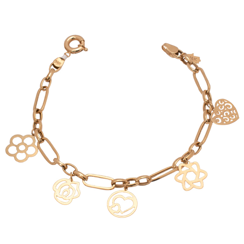 أسورة ذهب عيار 18 بتصميم تعليقات متدلية أنيقة