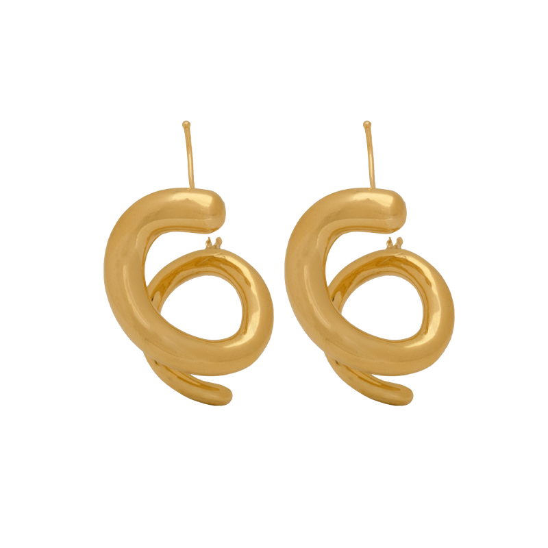 أقراط ذهب عيار 18 بتصميم حلزوني