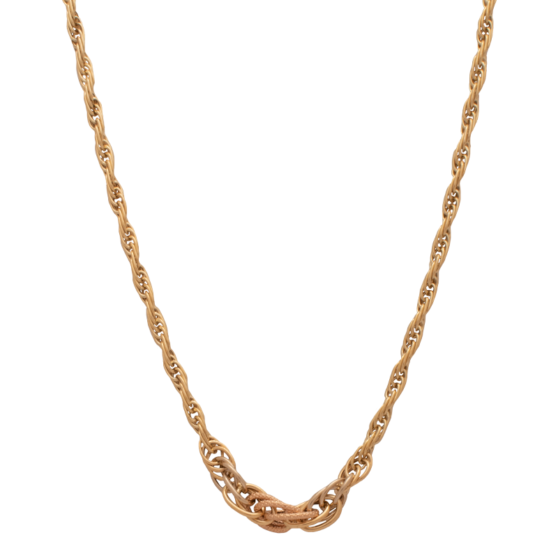 عقد ذهب عيار 18 بتصميم حبل مع عقدة