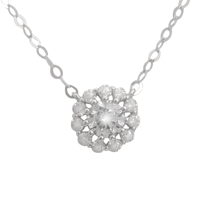 عقد ذهب أبيض عيار 18 بتعليقة دائرية