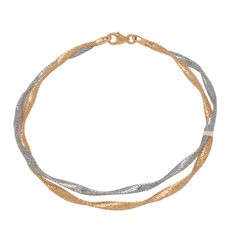 أسورة ذهب 18 بتصميم ملتف ثنائي اللون للسيدات