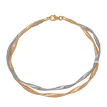 أسورة ذهب 18 بتصميم ملتف ثنائي اللون للسيدات