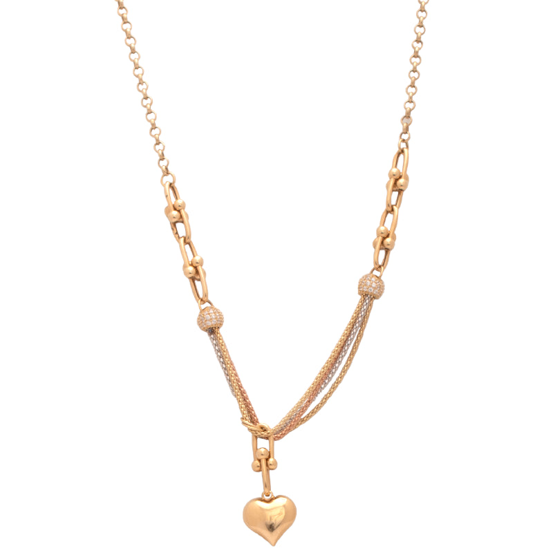 عقد ذهب عيار 18 بتصميم قلب متدلي أنيق