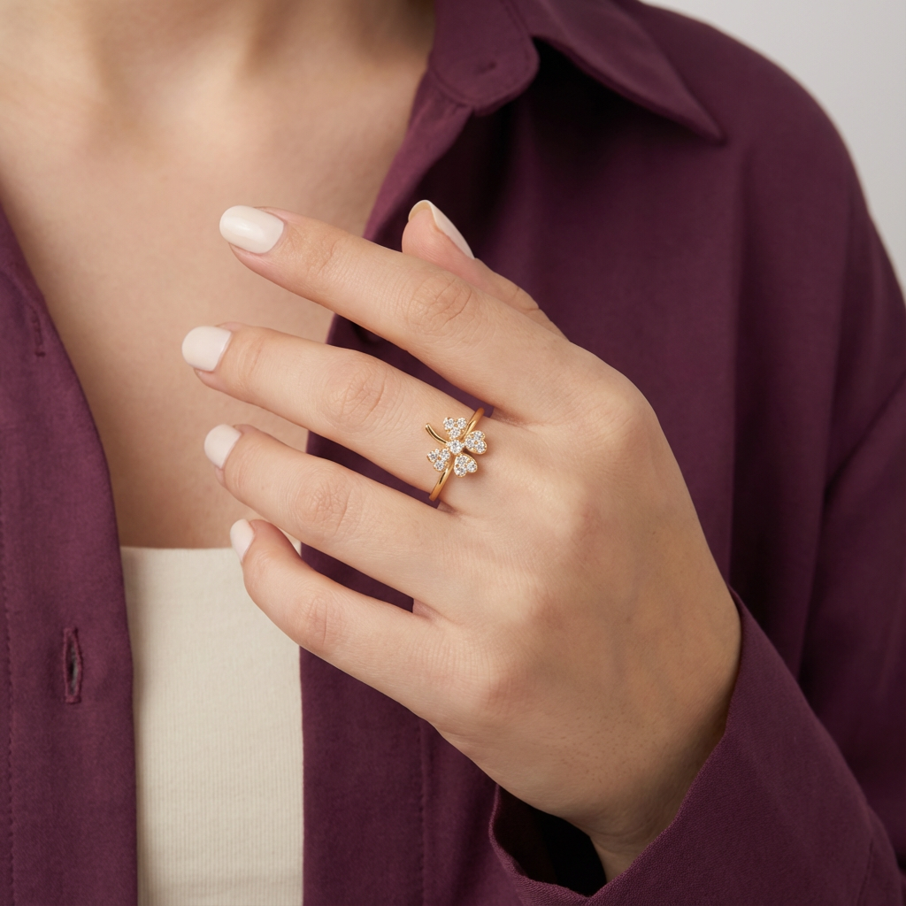 خاتم زهرة الحب الجميلة عيار 18