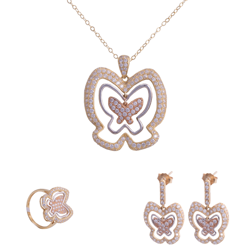 نصف طقم بتصميم فراشة ذهب عيار 18