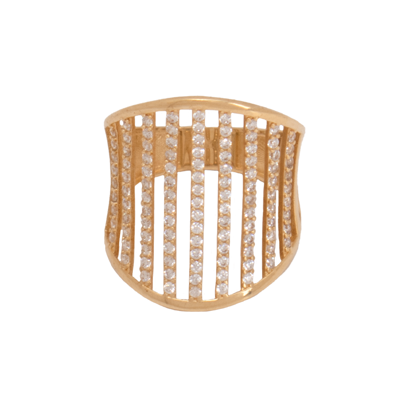 خاتم ذهب عيار 18 بفصوص لامعة بأشكال مستقيمة