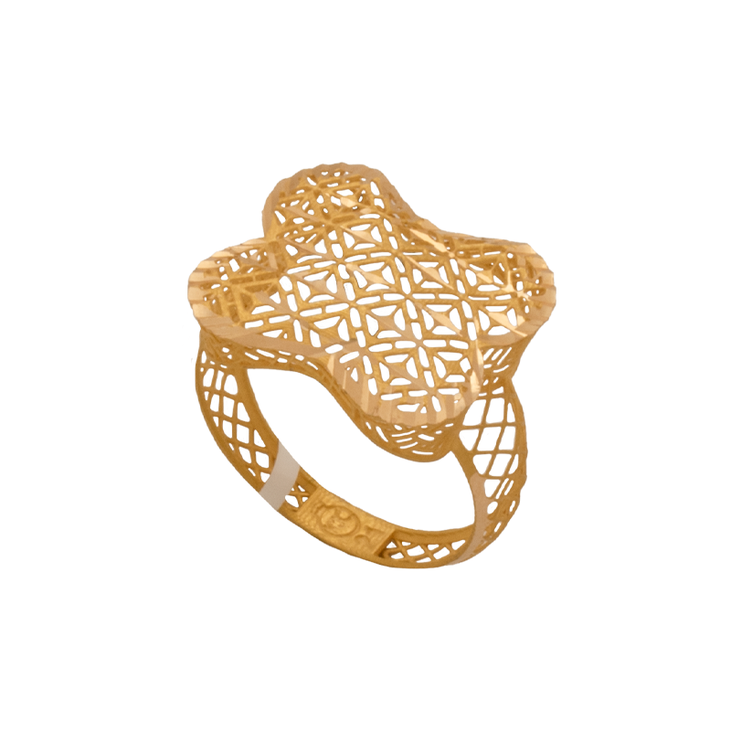 خاتم ذهب عيار 21 بتصميم مربع شيبكة