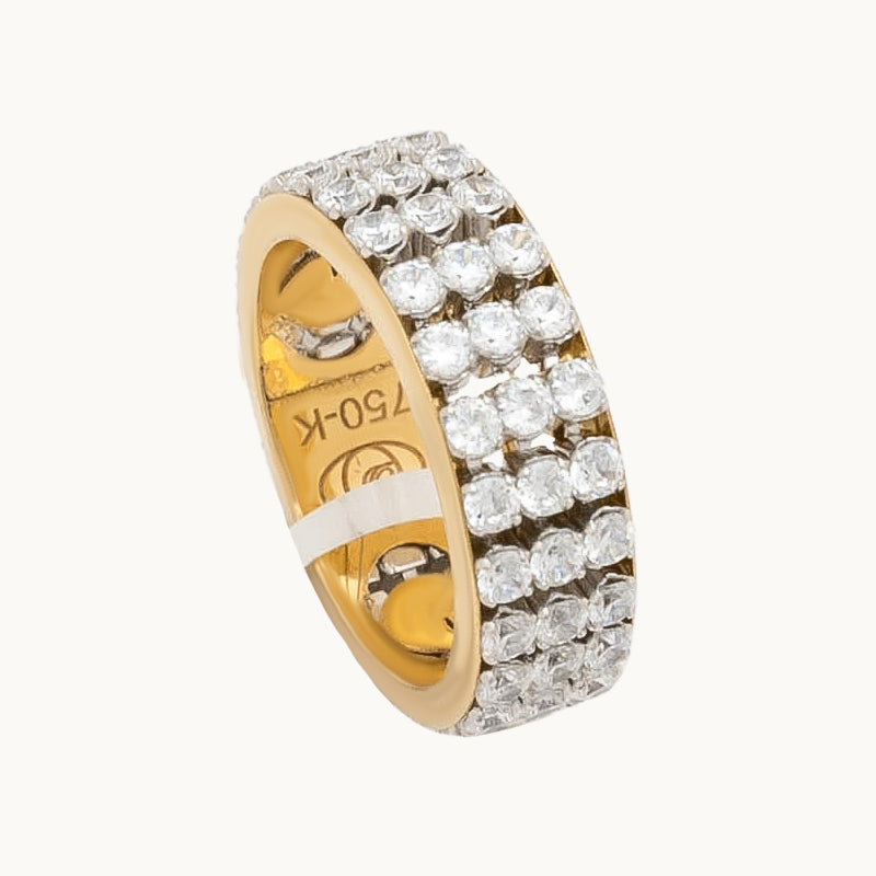 دبلة ذهب عيار 18 بفصوص لامعة