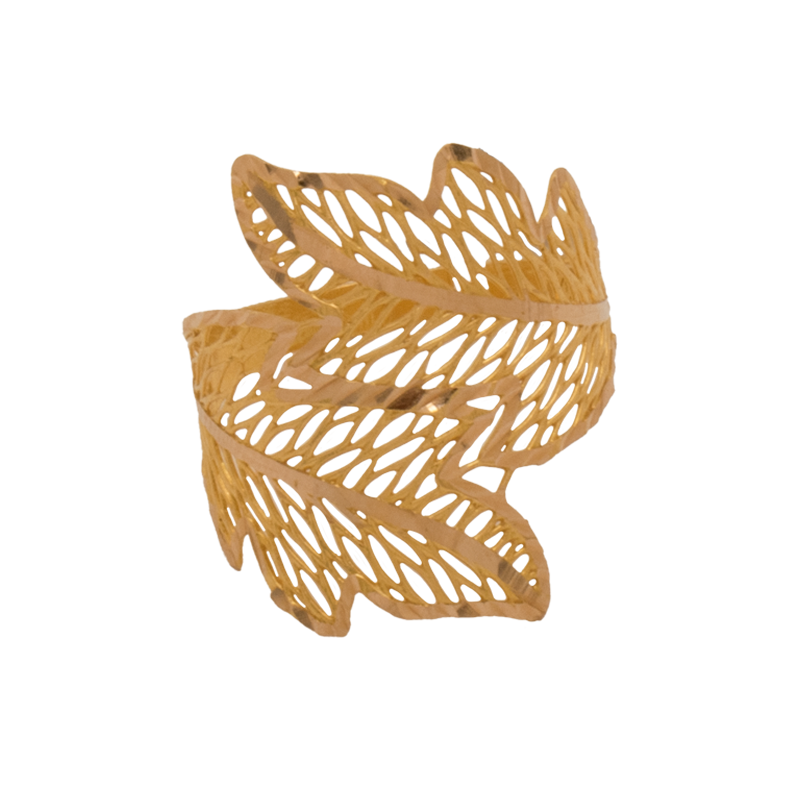 خاتم ذهب عيار 21 بتصميم ورق شجر