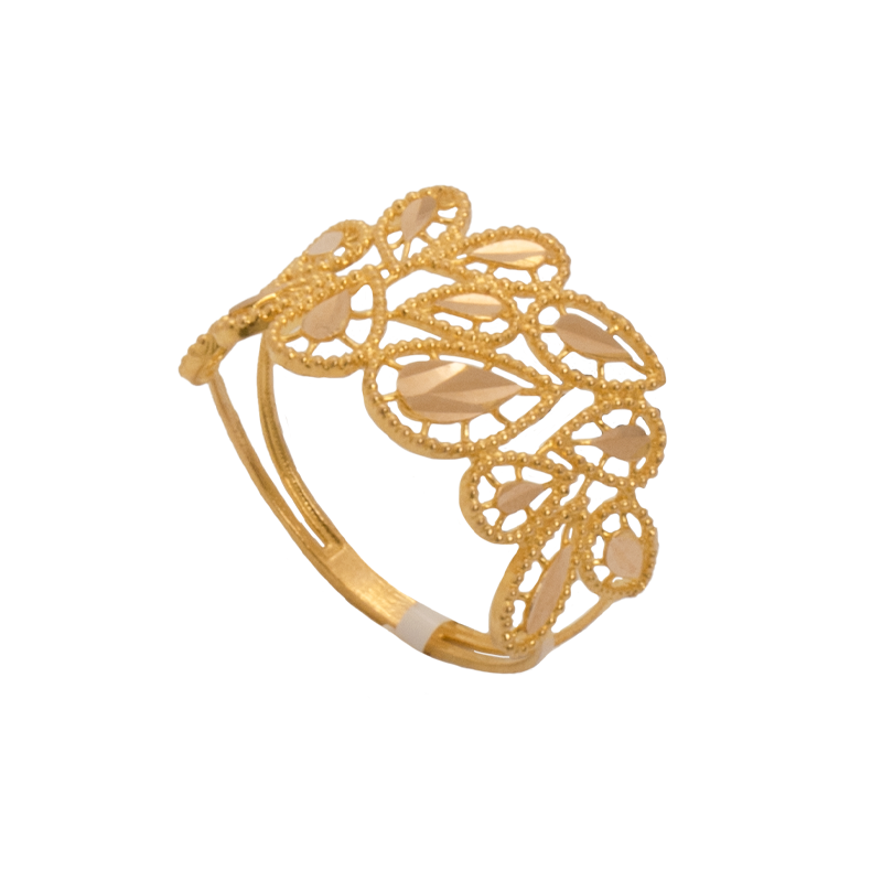 خاتم ذهب عيار 21 بتصميم دمعة ملونة