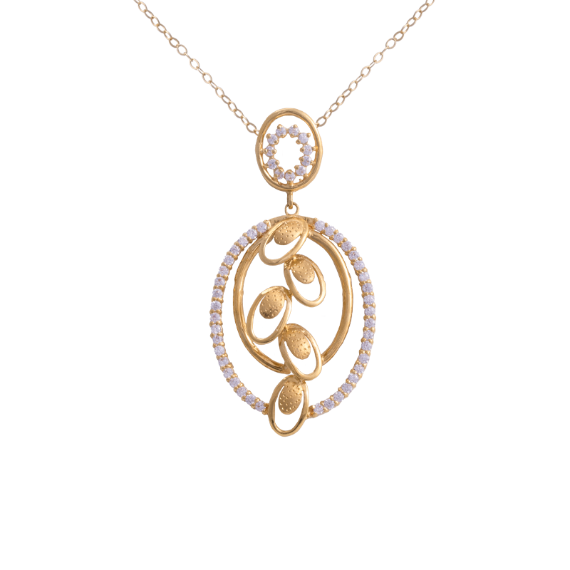 طقم مجوهرات ذهب عيار 18 بفصوص لامعة