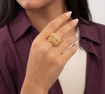 خاتم ذهب عيار 21 بتصميم مربع شيبكة