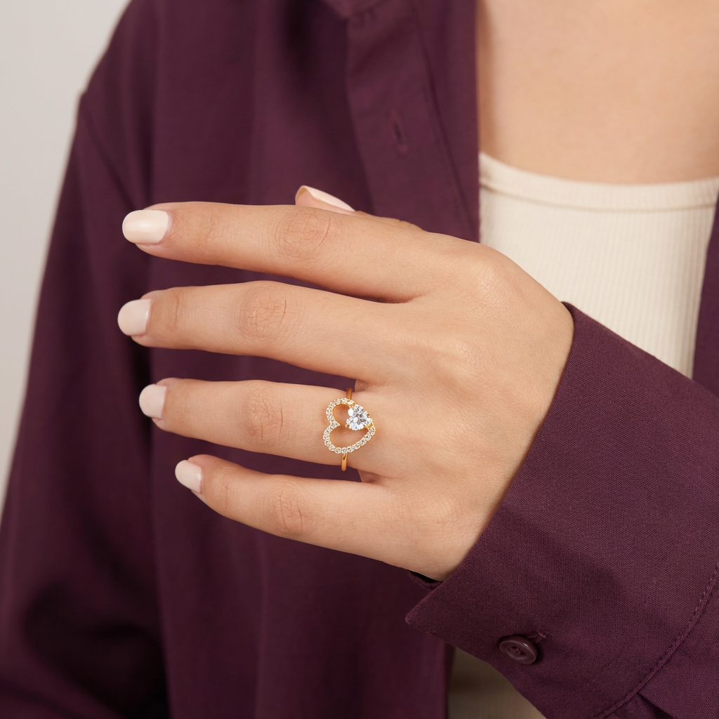 خاتم القلوب البسيطة عيار 18