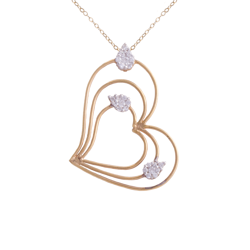 طقم بتصميم قلوب ذهب عيار 18