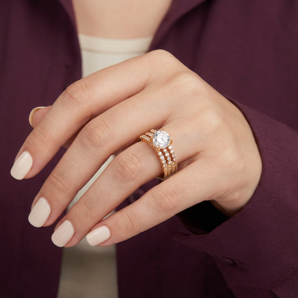 دبلة ميرفا ذهب عيار 18 بفصوص لامعة