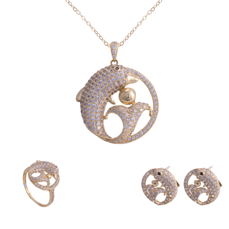 طقم الحياة  ذهب عيار 18 وبتصميم دولفين