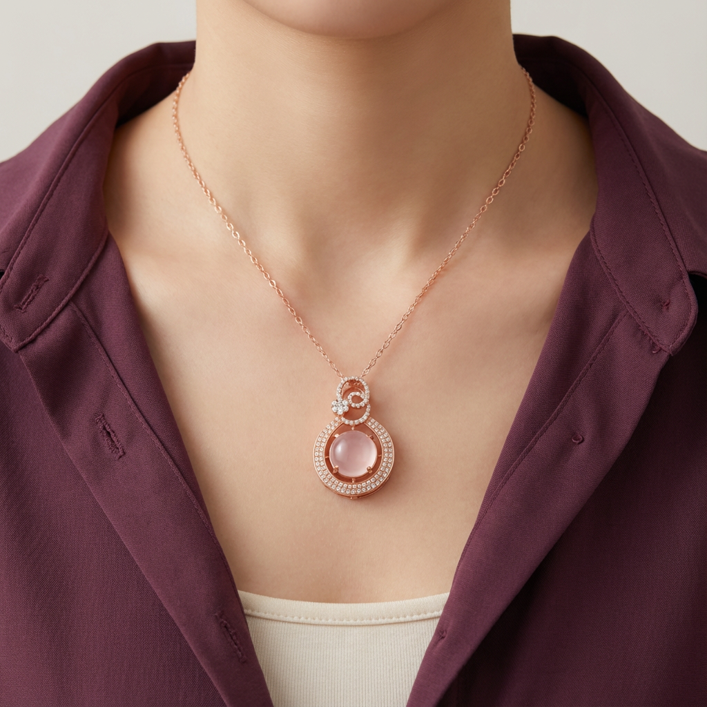 عقد عيار 18 من الالماس بتعليقه فخمه