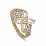 خاتم ذهب عيار 18 بتصميم زهري مزين بفصوص لامعة