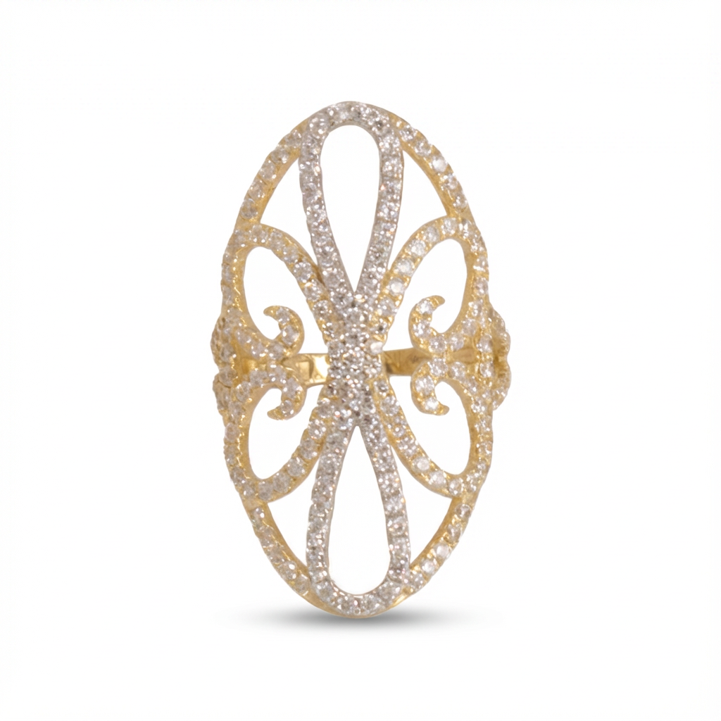 خاتم ذهب عيار 18 بفصوص لامعة