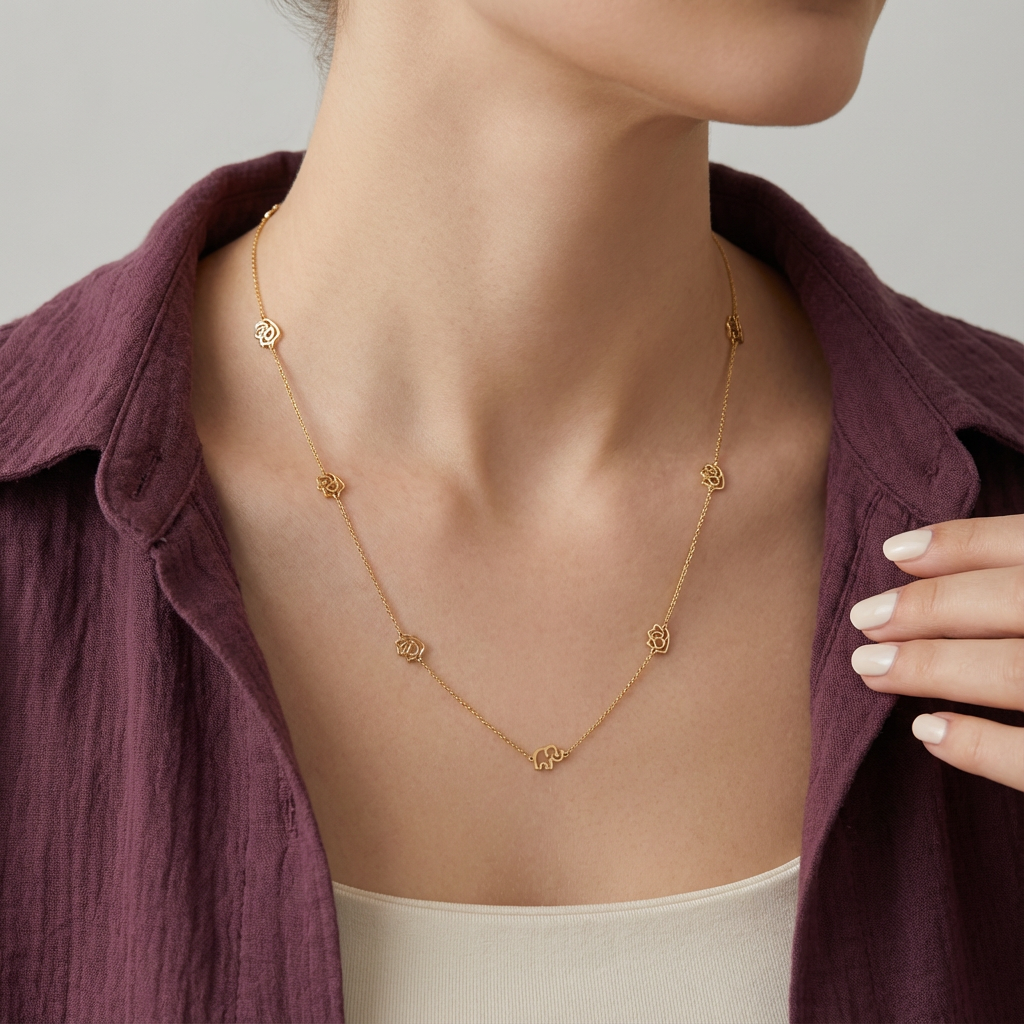 شال رائحة الجمال ذهب عيار 18 بتصميم زهور متدلية