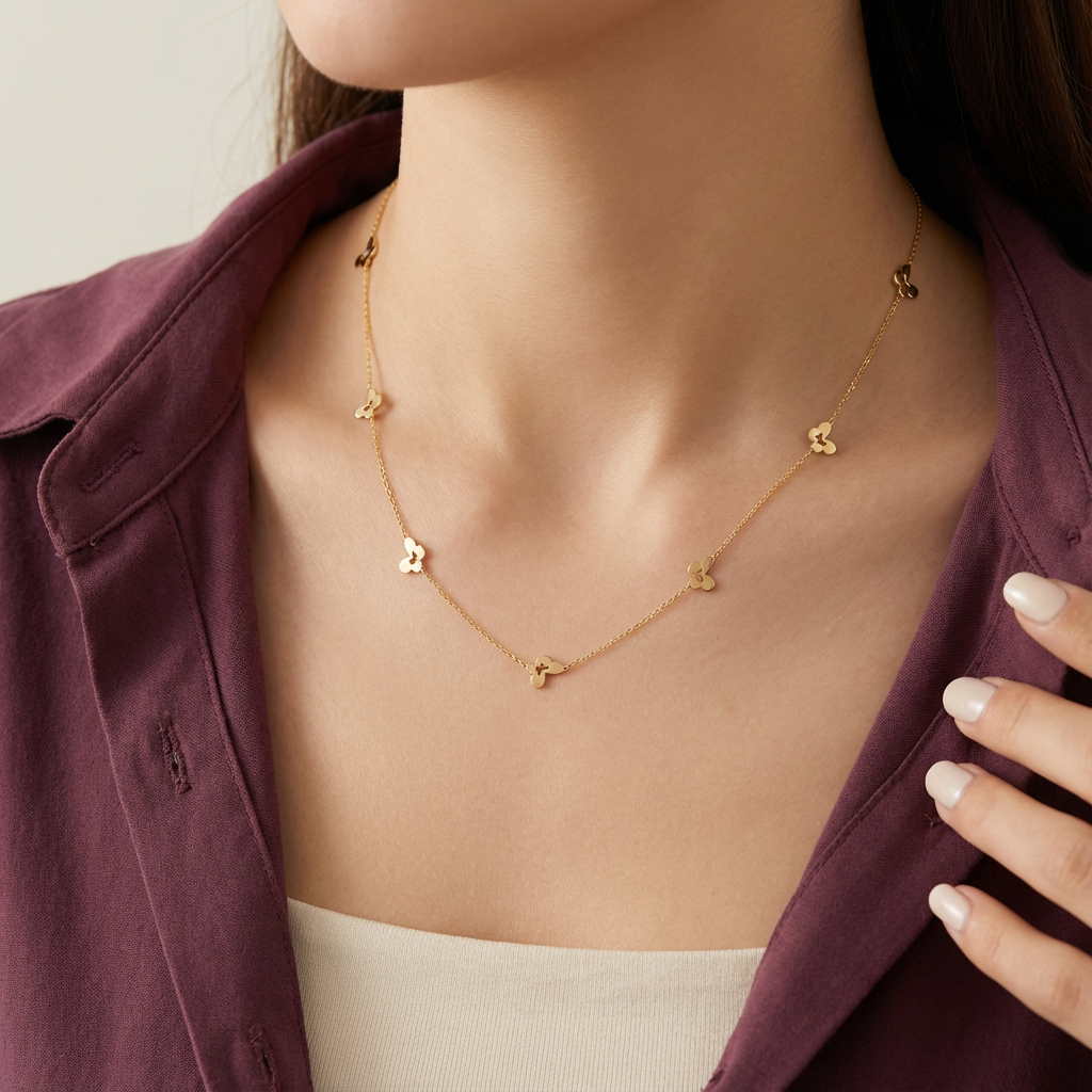 شال ذهب عيار 18 بتصميم فراشات متدلية