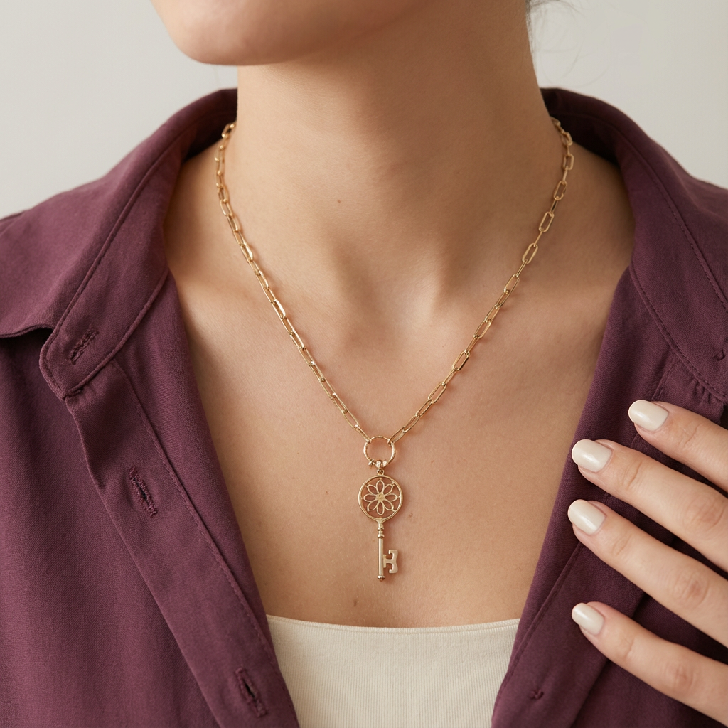 عقد سر الشباب ذهب عيار 18 بلمسة مفتاح أنيق