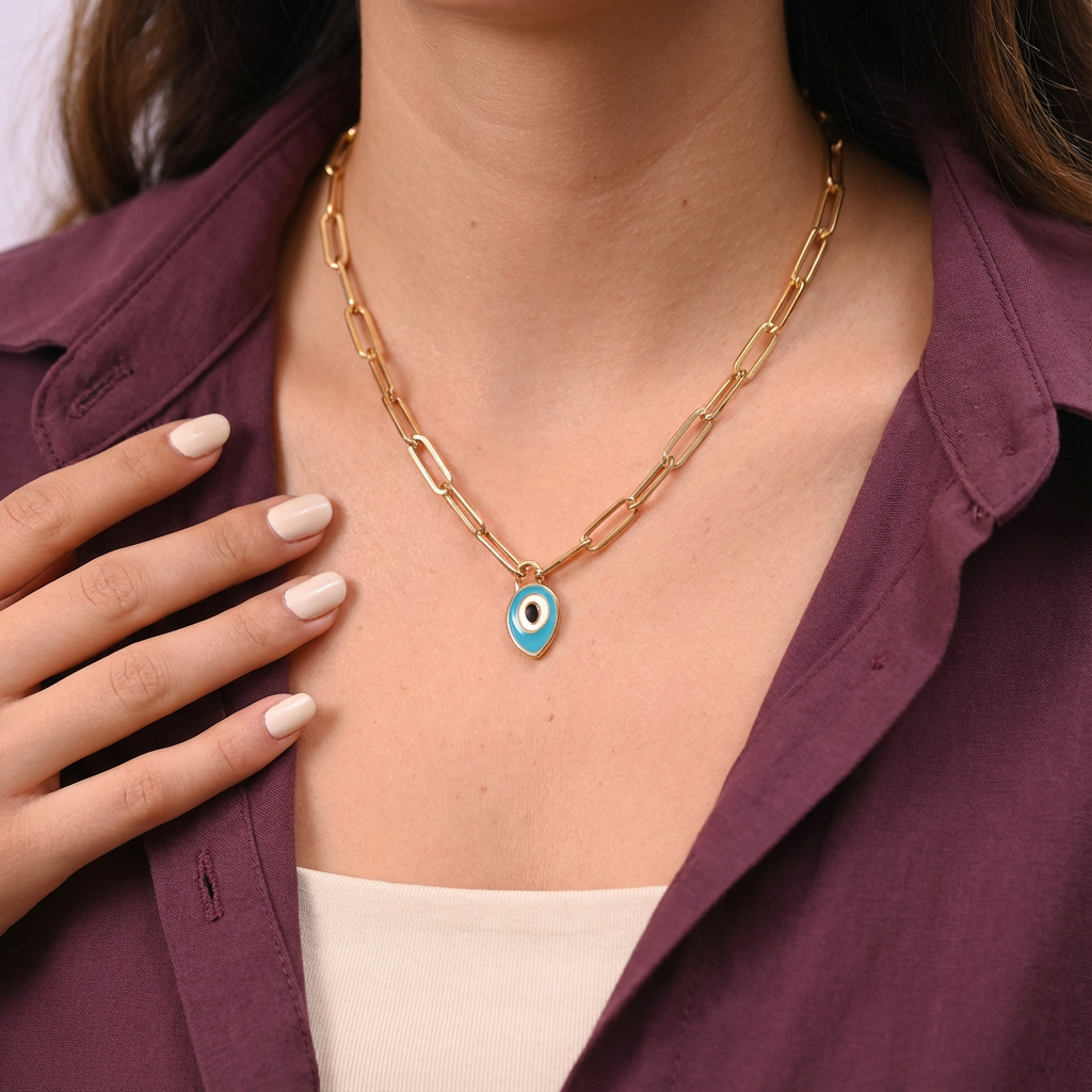 عقد محروسة ذهب عيار 18 بتعليقة عين