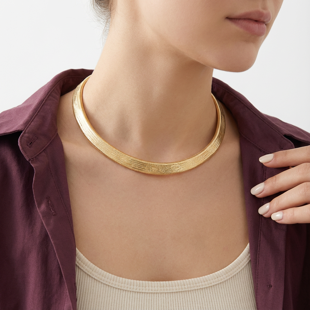 عقد عريض ذهب عيار 18