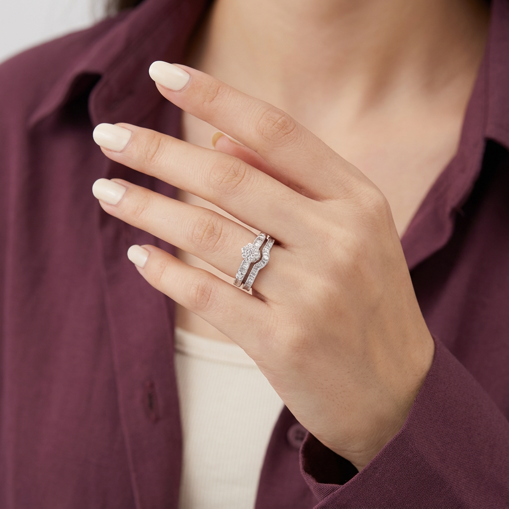 خاتم توينز ألماس عيار 18 بفصوص مرصعة