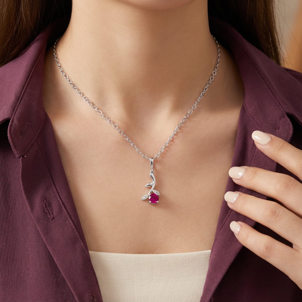 عقد عيار 18 الماس تصميم زهره