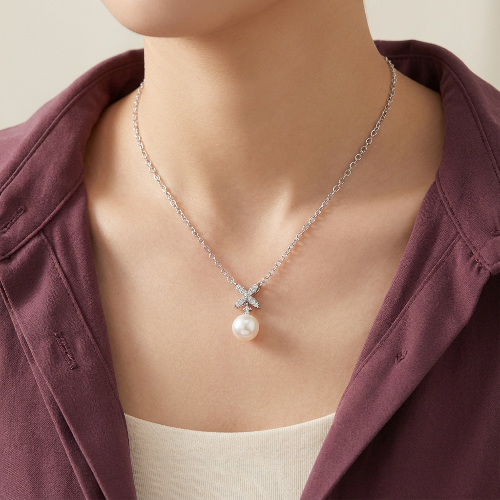 عقد عيار 18 الماس بتصميم فيونكة