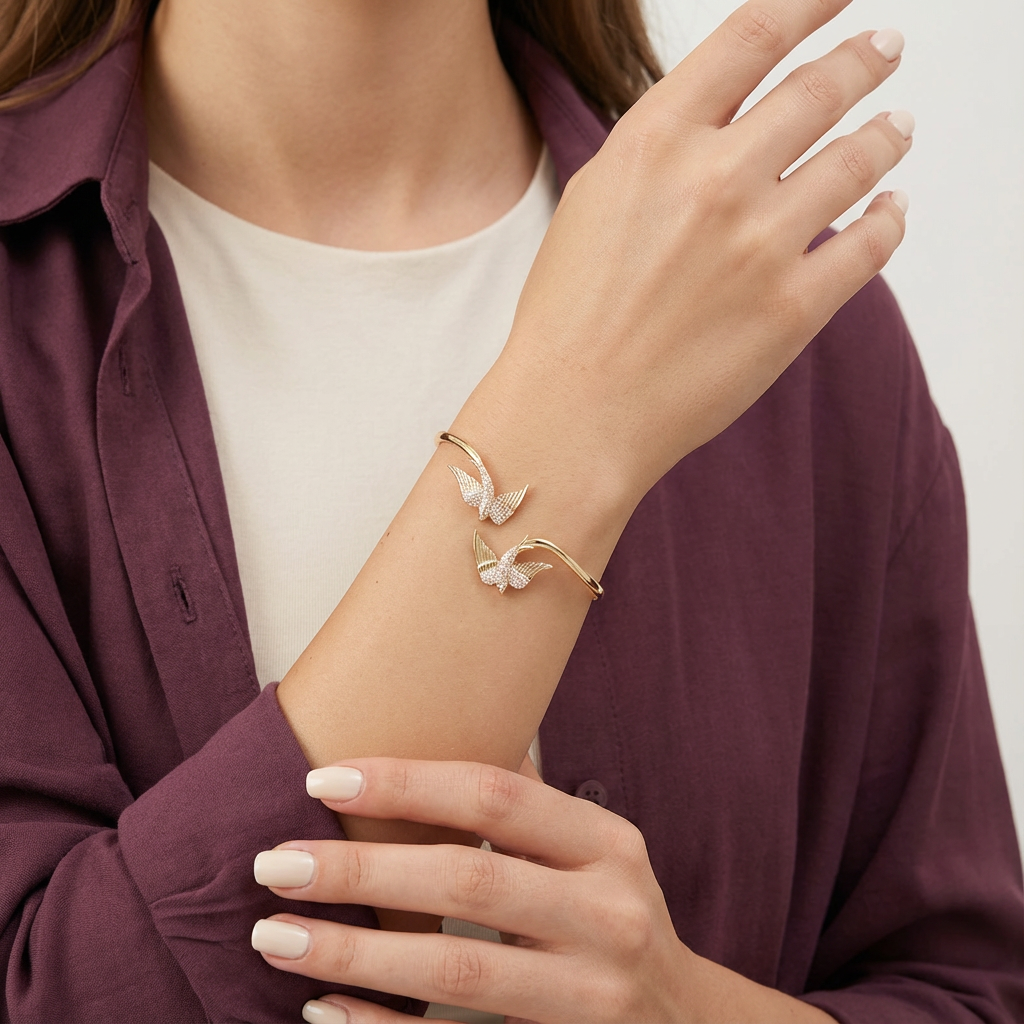 أسورة السلام ذهب عيار 18 بتصميم طيور أنيق