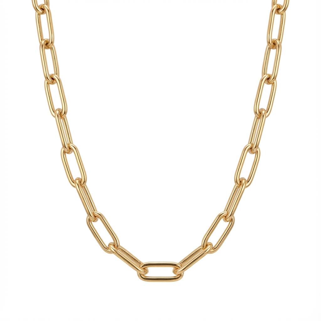 عقد ذهب عيار 18 بتصميم جنزير مستطيل أنيق