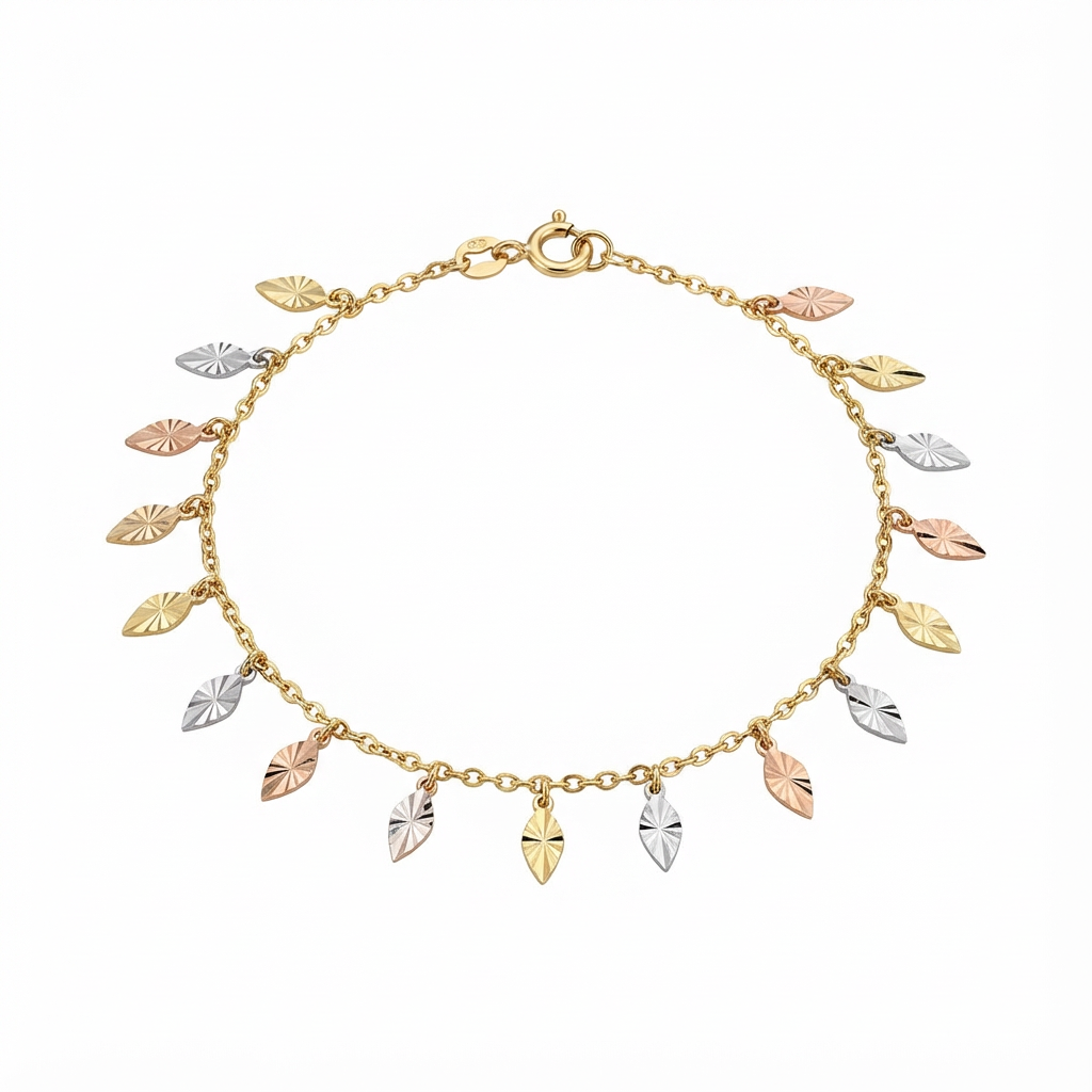 أسورة ذهب عيار 18 بلمسة أوراق متدلية