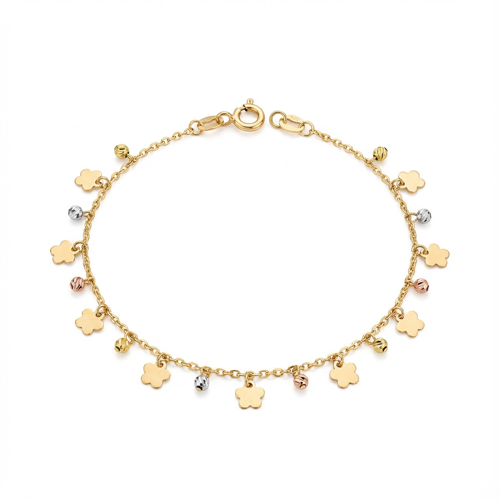 أسورة ذهب عيار 18 بلمسة وردة متدلية