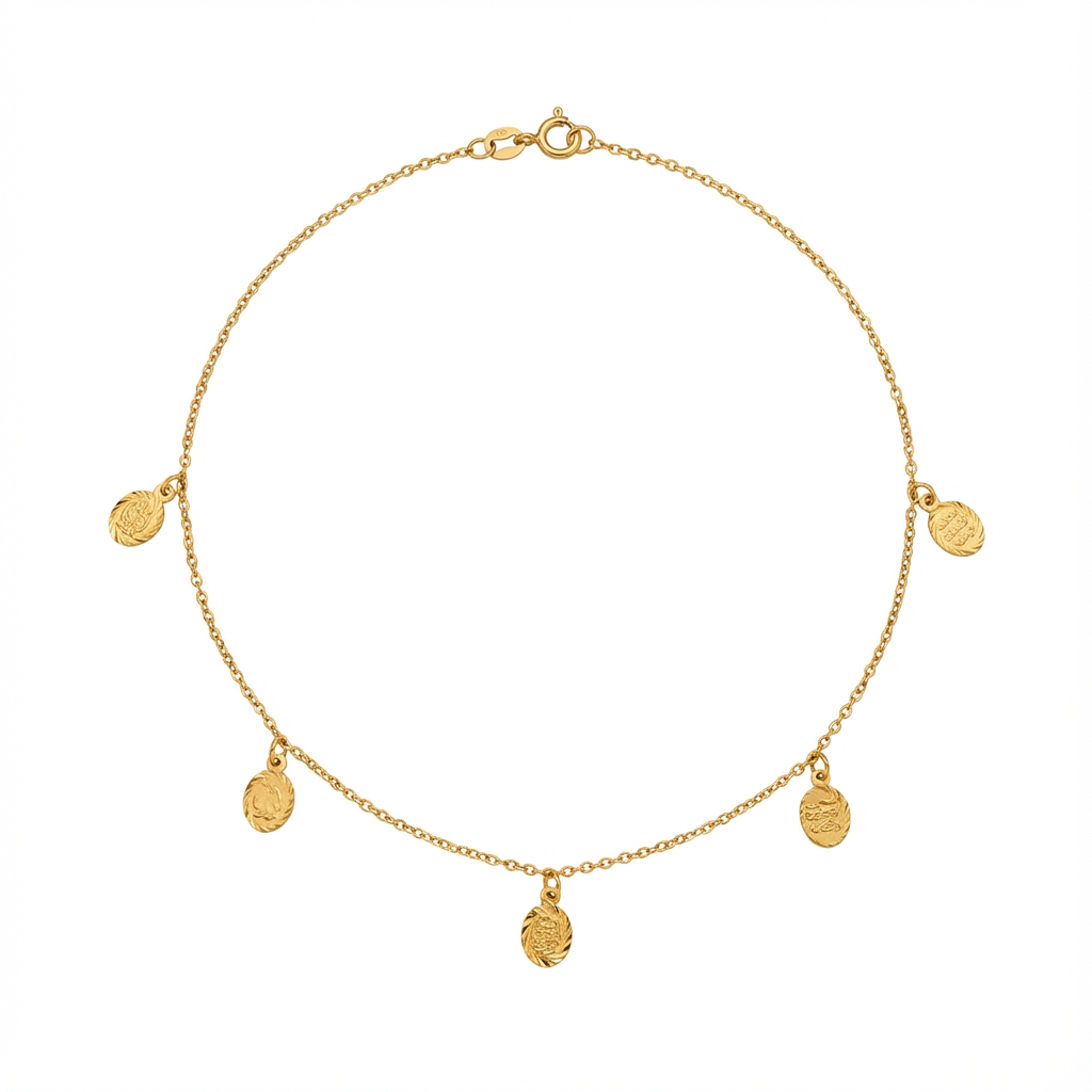 عقد فيمنن ذهب عيار 21 بدلايات دائرية متدلية