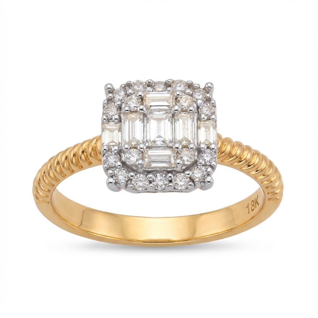 دبلة فص الماس كبير عيار 18