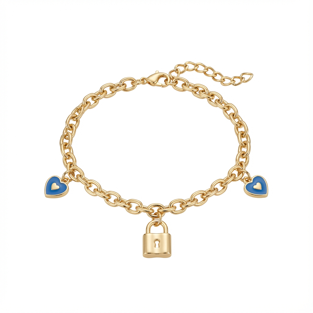 أسورة ذهب عيار 18 بتصميم قلب متدلٍ