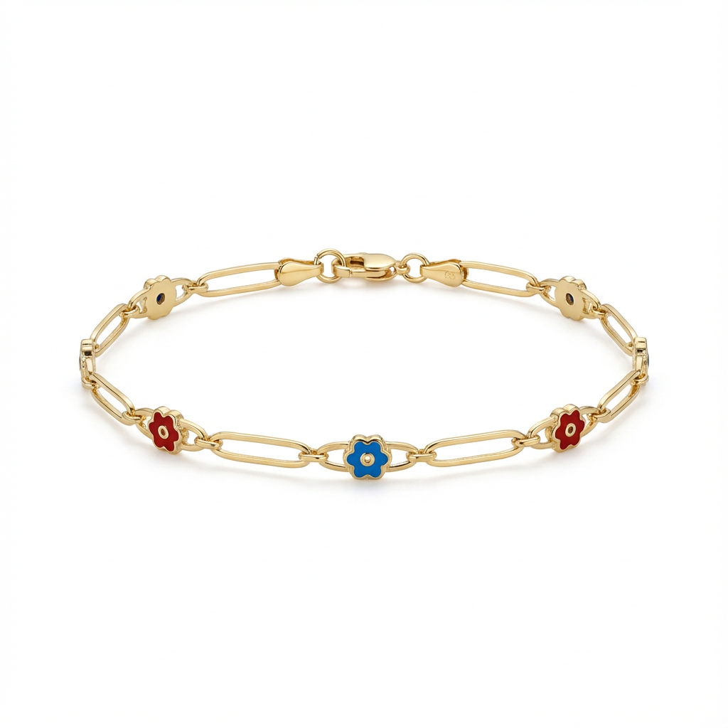 أسورة زهرة ذهب عيار 18 بتصميم ناعم