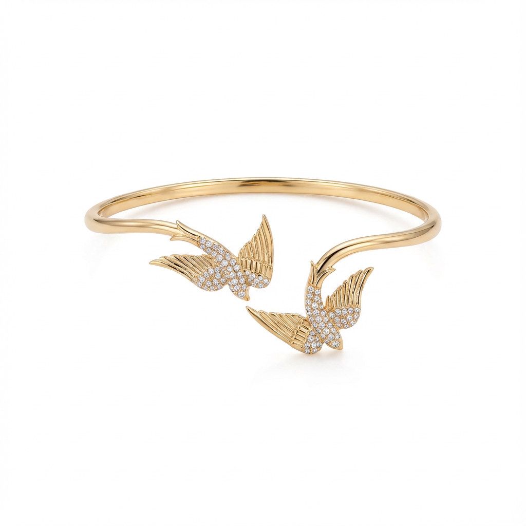 أسورة السلام ذهب عيار 18 بتصميم طيور أنيق