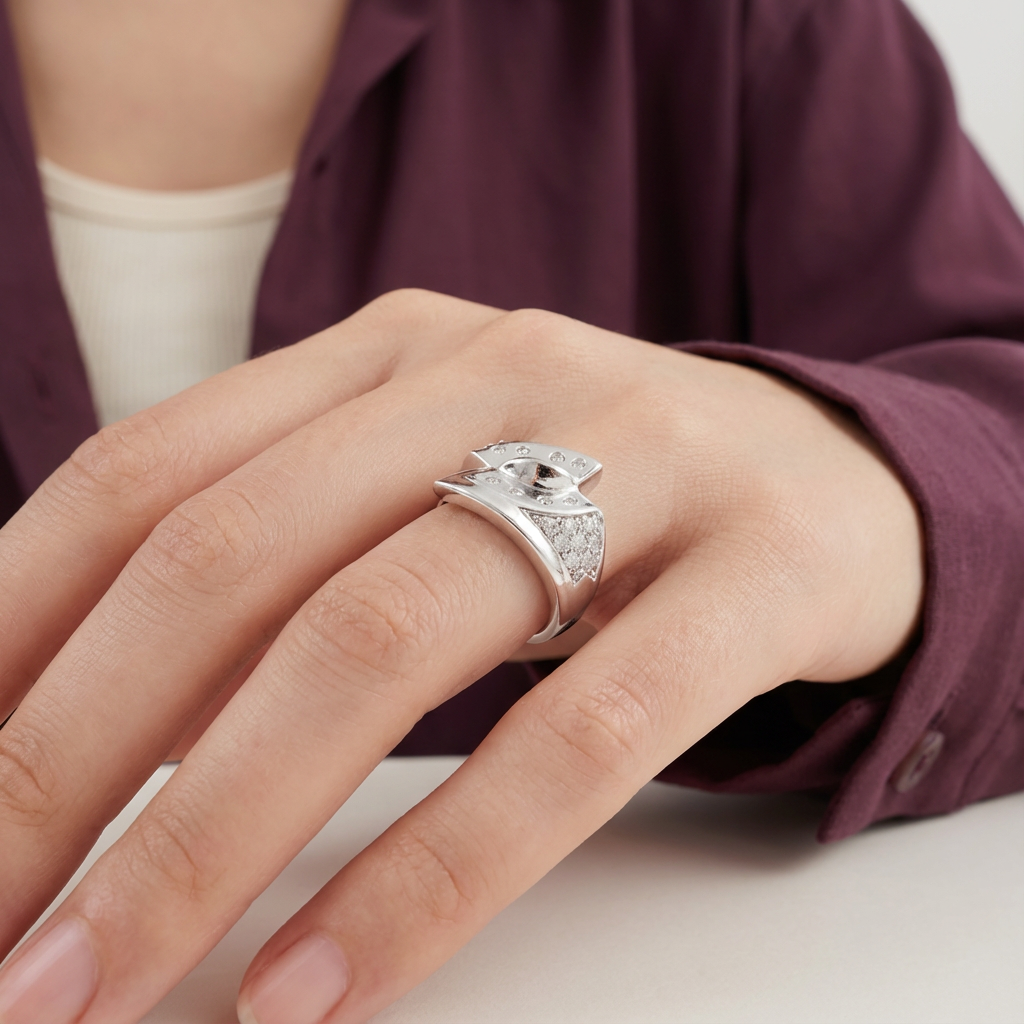 خاتم ذهب أبيض عيار 18