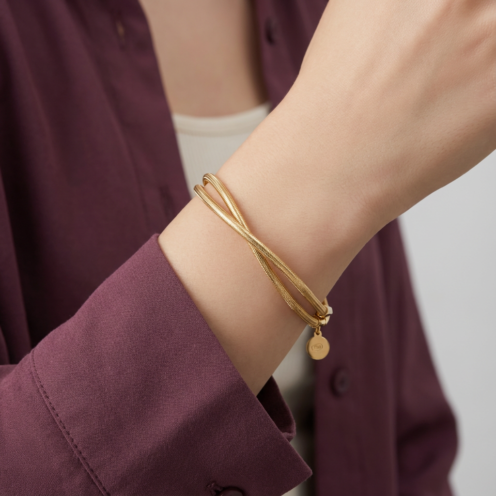 أسورة ذهب عيار 18 بتصميم مزدوج