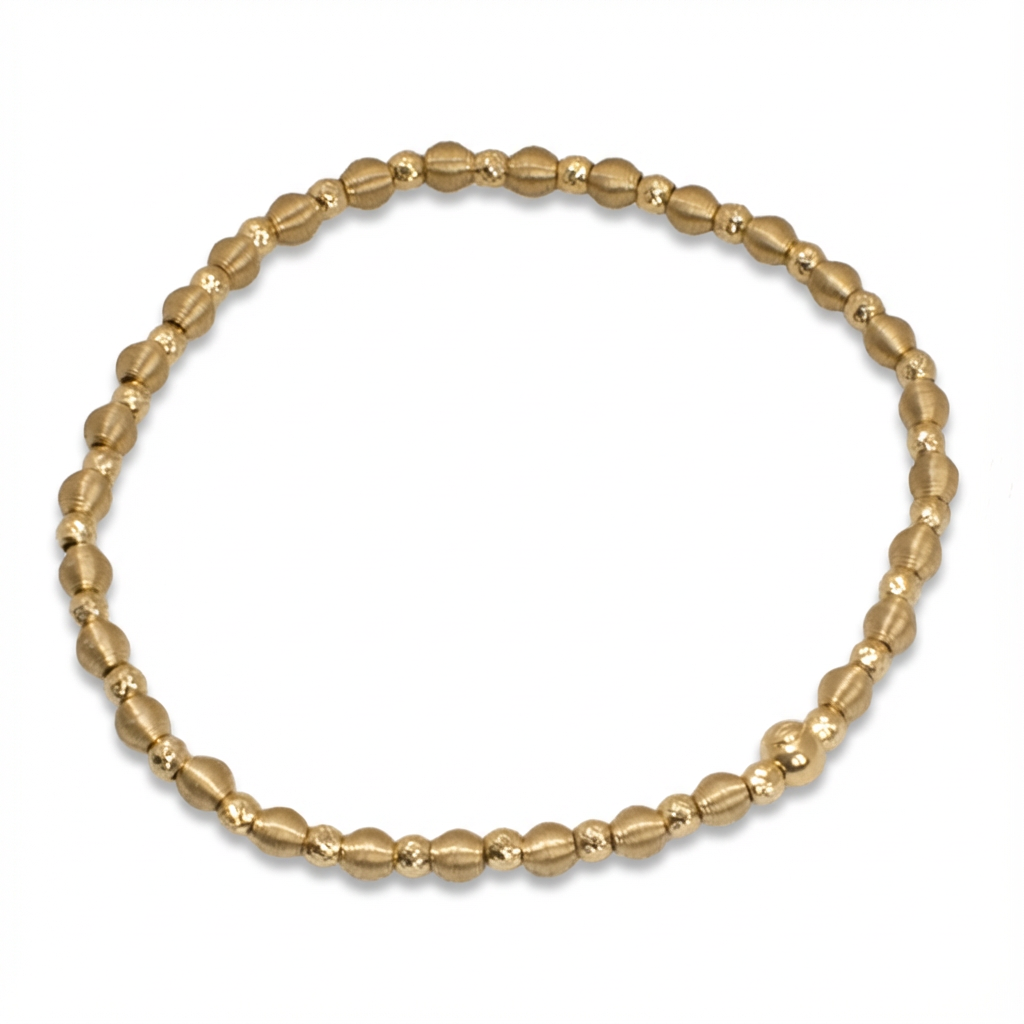 أسورة ذهب عيار 18 بتصميم خرز صغير مطفي من غامية