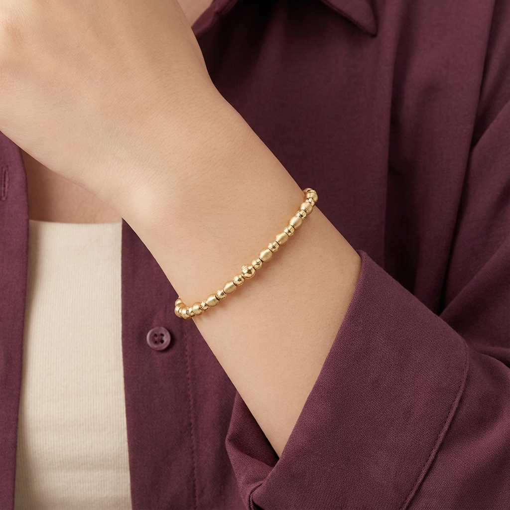 أسورة ذهب عيار 18 بتصميم خرز