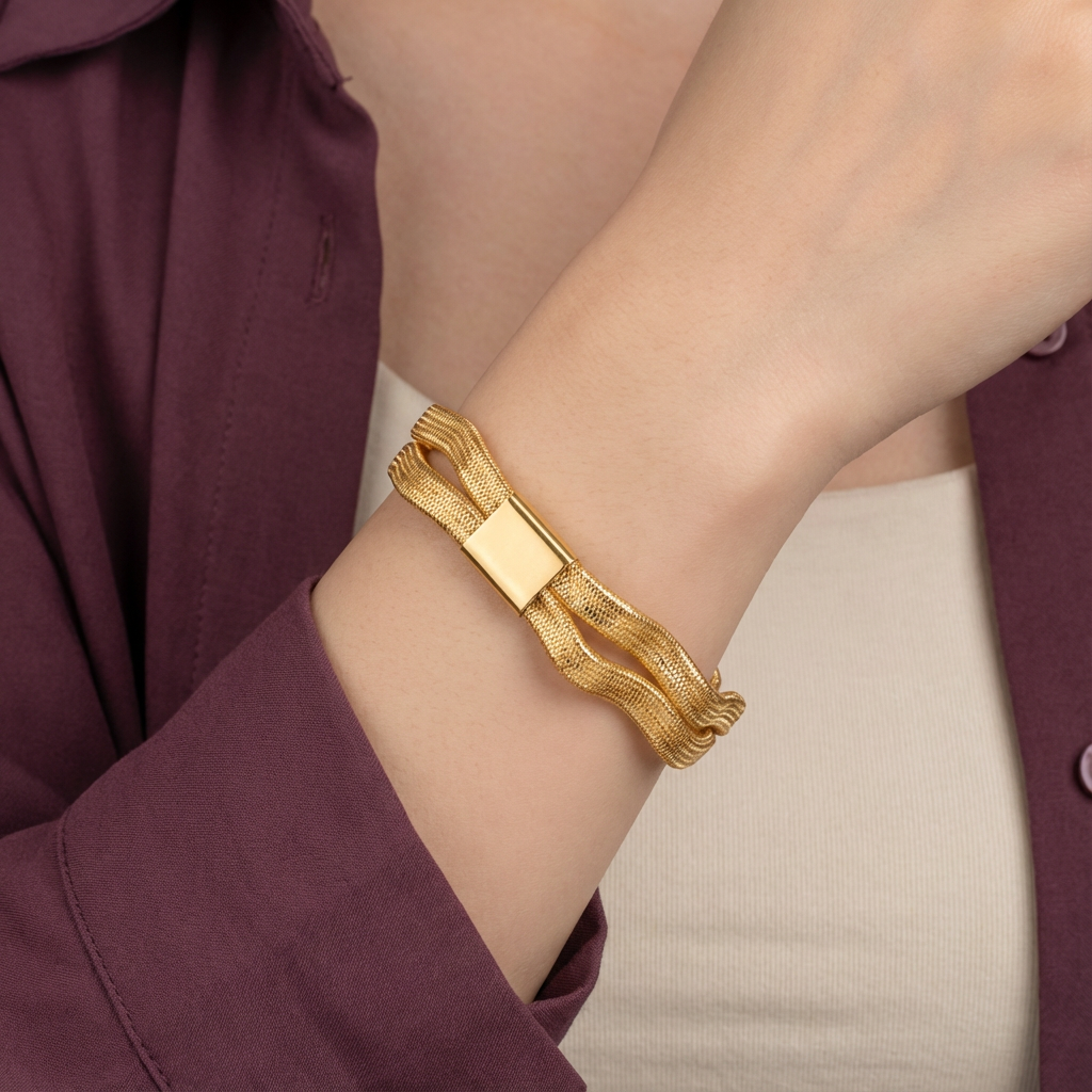 أسورة ذهب عيار 21 بتصميم مزدوج