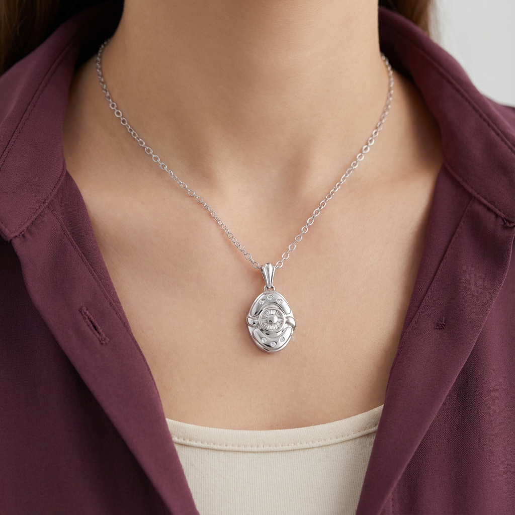 عقد ذهب عيار 18 بدلاية عين بفصوص