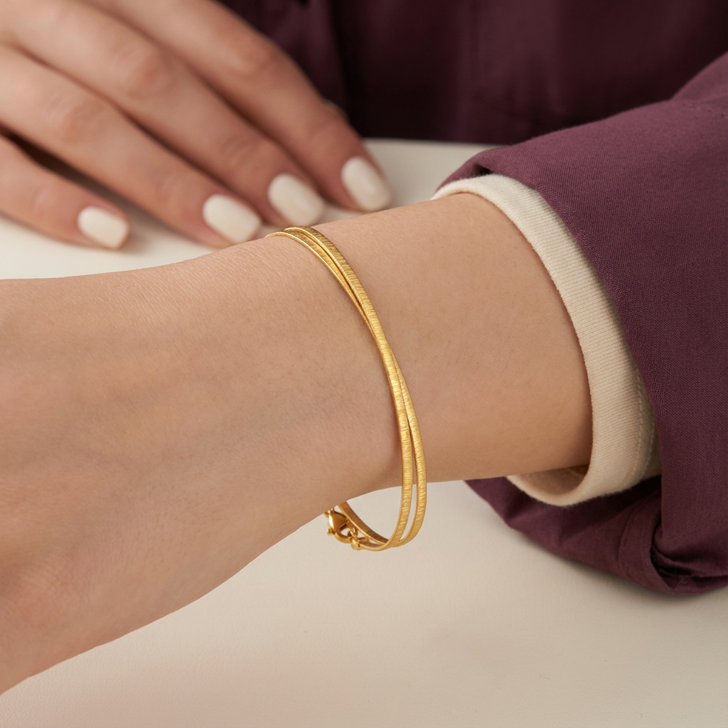 أسورة ذهب عيار 21 رفيعة مزدوجة